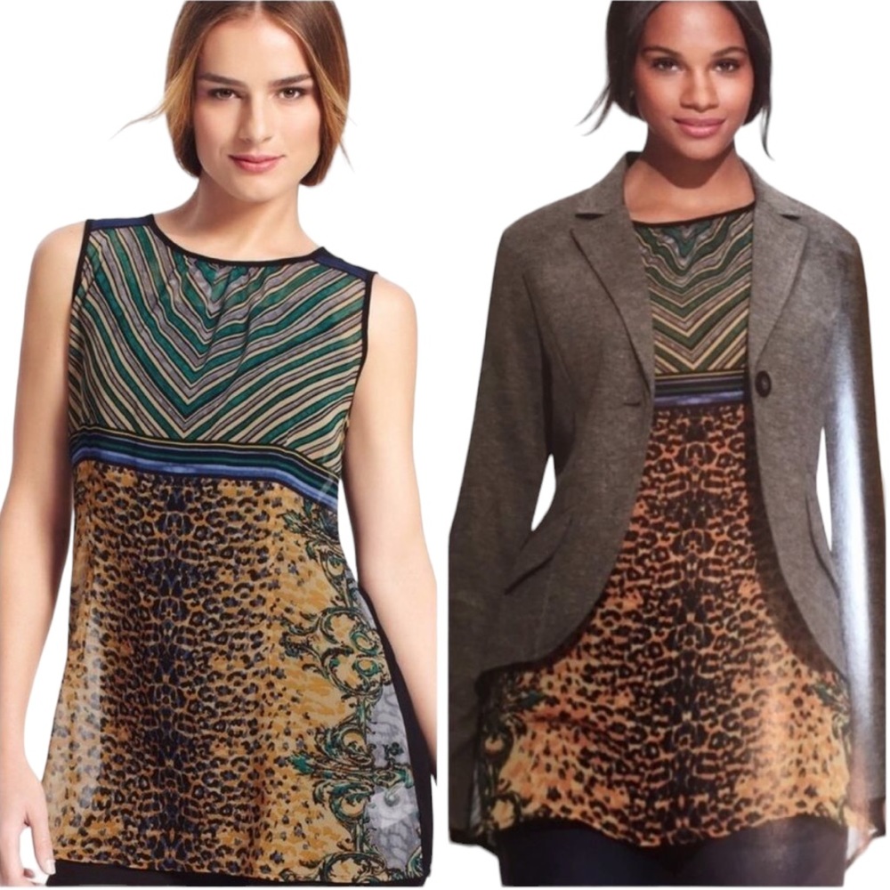 CAbi “Buchanan” Animal Print Tunic Tank NWT